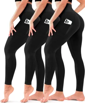 3 Pack Leggings for Women-No See-Through High Waisted Tummy Control Yoga Pants Workout Running Legging