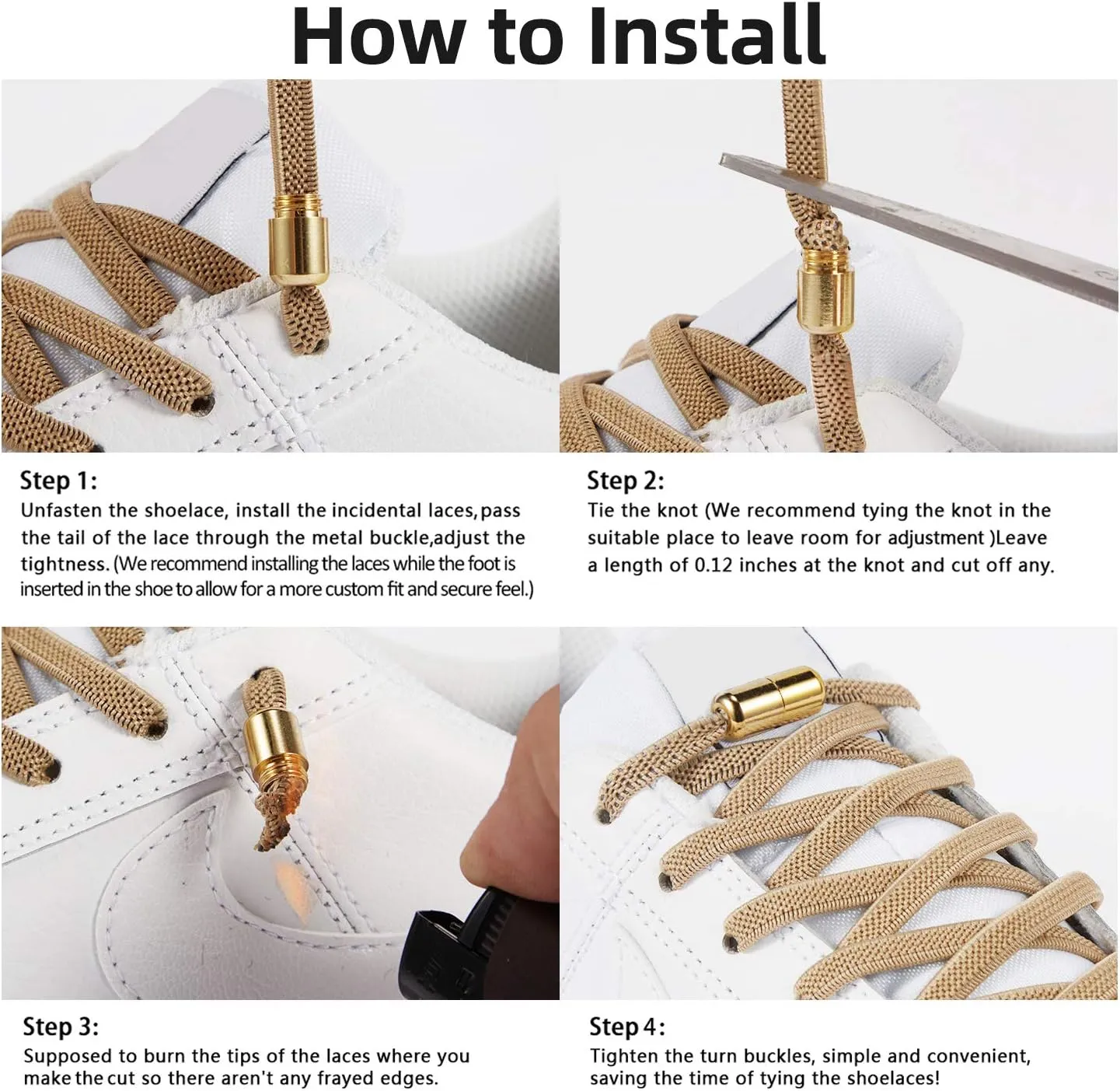 anan520 Tieless Elastic Shoe Laces, No Tie Shoelaces for Kids/Adults