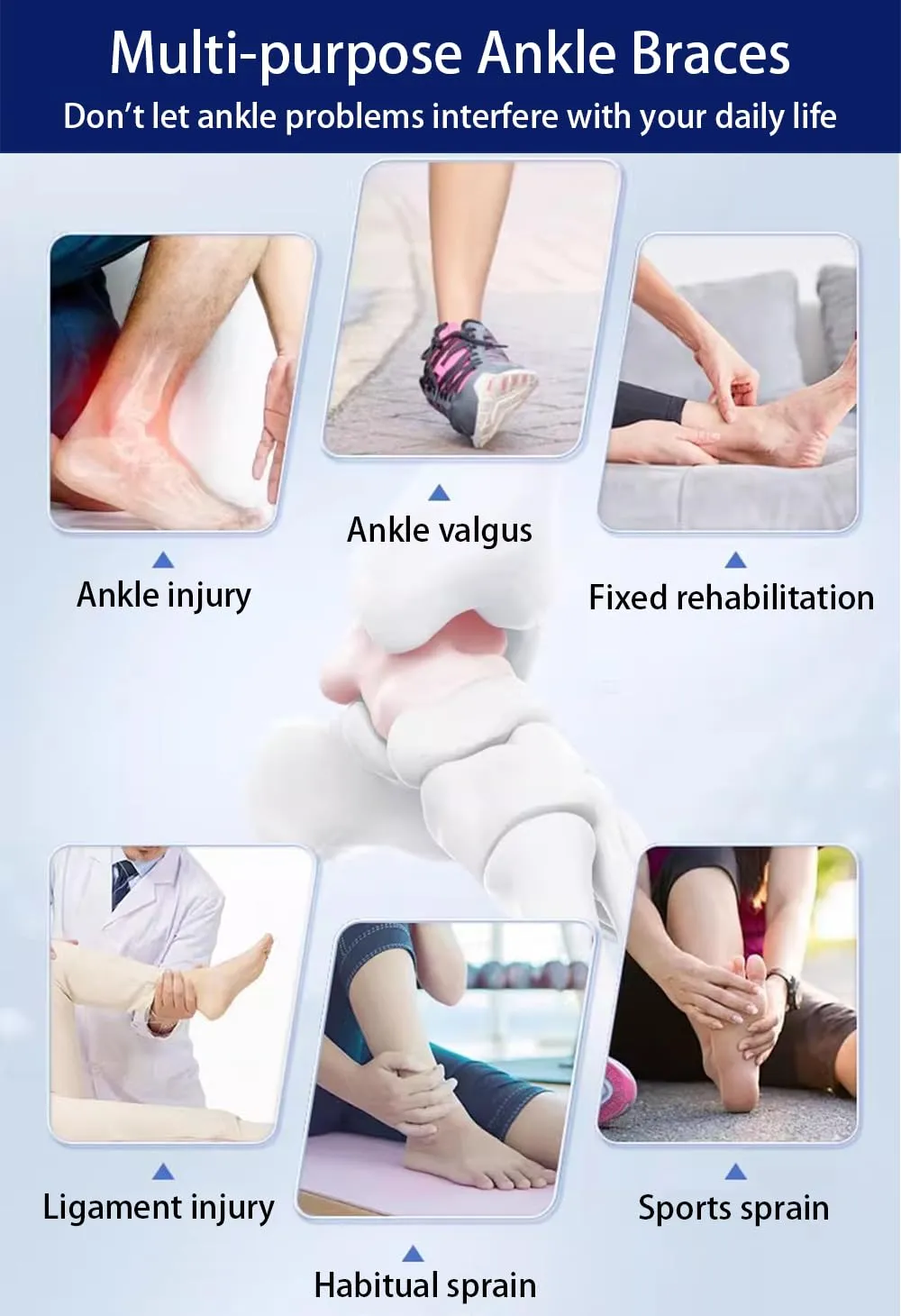 Ankle Braces for Men & Women, 2 pcs Ankle Compression Sleeve Plantar Fasciitis Brace Plantar Fasciitis Relief, Arch Support Socks Ankle Sleeve Ankle Brace for Sprained Ankle (Small, Black)