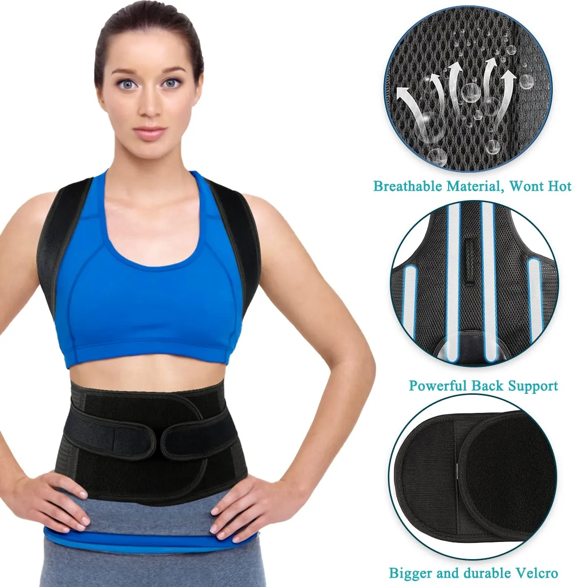 Back Brace Posture Corrector for Women and Men, Relief for Waist, Back and Shoulder Pain, Adjustable and Breathable, Improve Posture M(29"-33")