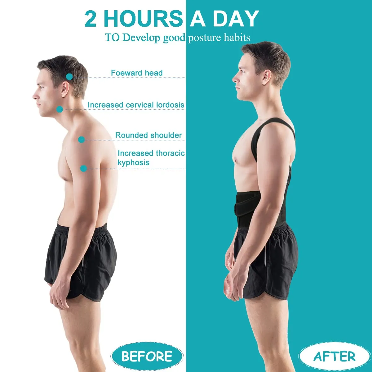 Back Brace Posture Corrector for Women and Men, Relief for Waist, Back and Shoulder Pain, Adjustable and Breathable, Improve Posture M(29"-33")