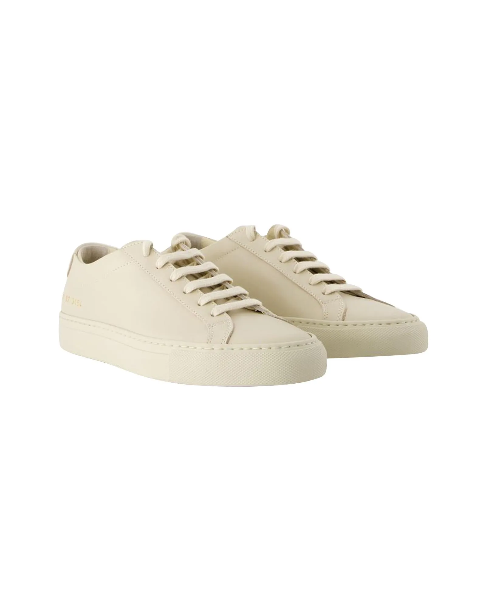 Beige Leather Low Top Sneakers
