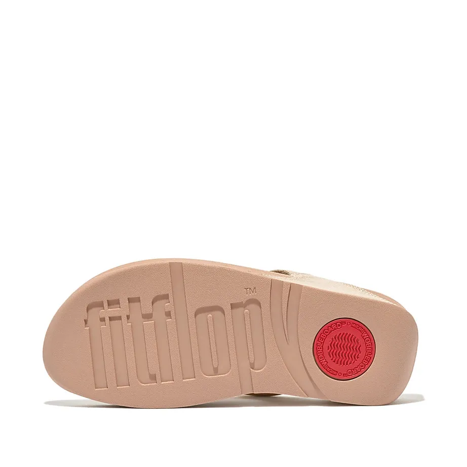FitFlop Womens Lulu Metallic Leather Toe Post Sandals Platino
