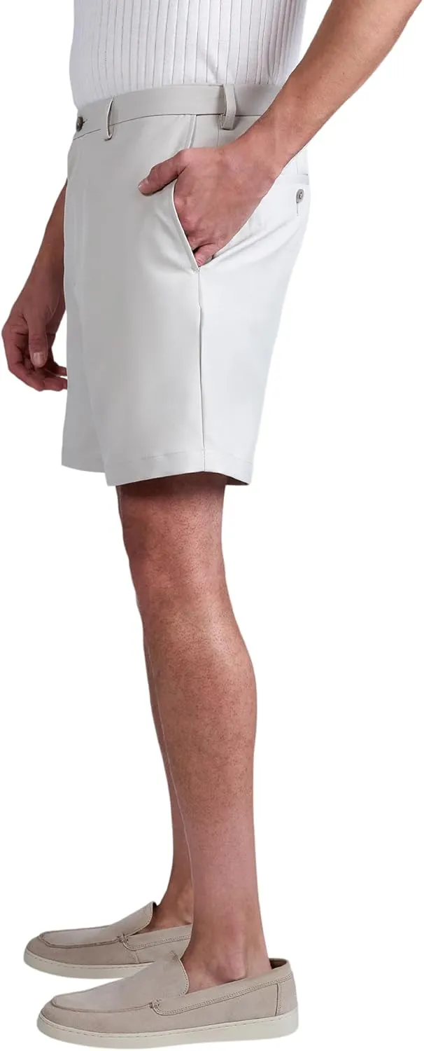 Haggar Men's Cool 18 Pro Straight Fit Flat Front 4-Way Stretch Expandable Waist Shorts - 7 and 9.5 Inch Inseams