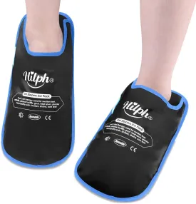 Hilph Foot Ice Pack Slippers for Plantar Fasciitis, 2 Packs - Reusable Hot & Cold Packs, Gel Ice Slippers for Foot, Broken Toes, Gout, Surgery, Neuropathy, Diabetic, Swollen (Black)
