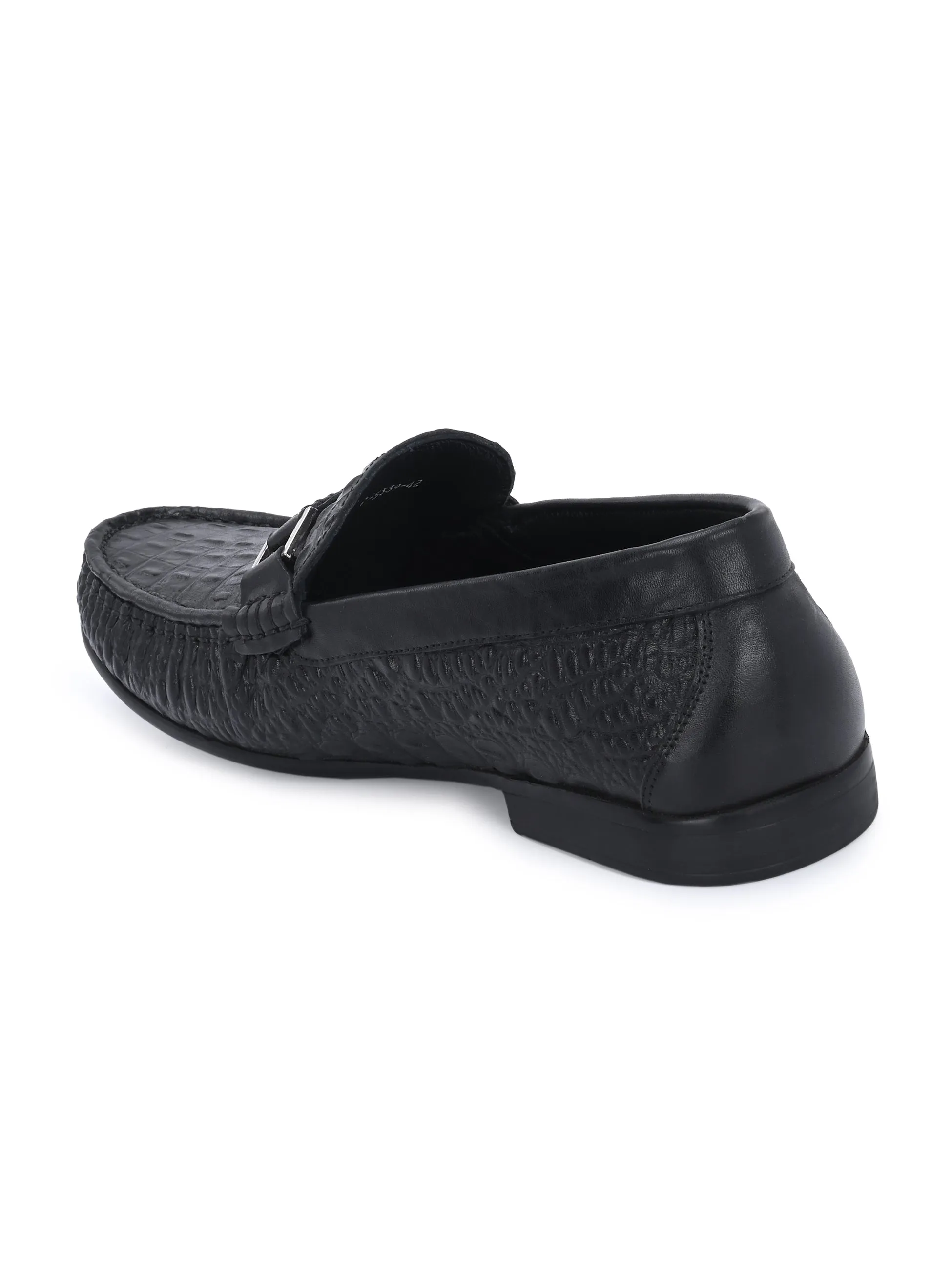 Hitz Men's Black Leather Casual Slip on Loafers