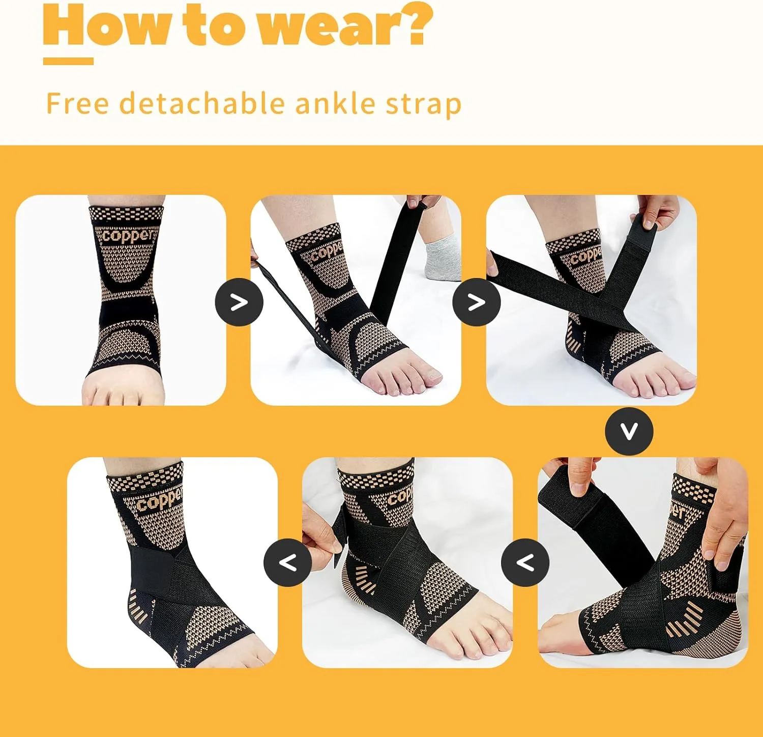 JIUFENTIAN Ankle Brace for Women an Men Adjustable Compression Sleeve (Pair)-Ankle Support Heel Brace for Achilles Tendonitis, Plantar Fasciitis-Eases Swelling and Sprained Ankle(Grey,Medium)
