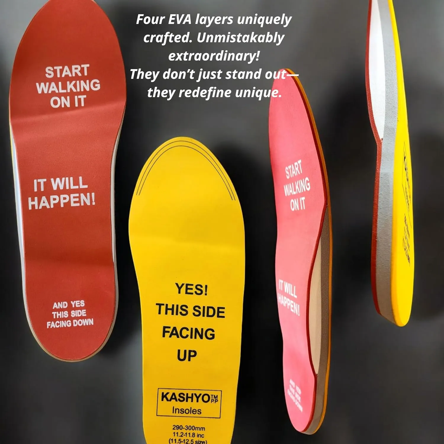 KASHYO Insoles- U.S. Patent! (M) Imprint Your Foot While You Walking on it! Plantar Fasciitis, Orthotics, Orthopedic Insert, Arch Support, Flat feet, Prolonged Standing, Walking, or Running!