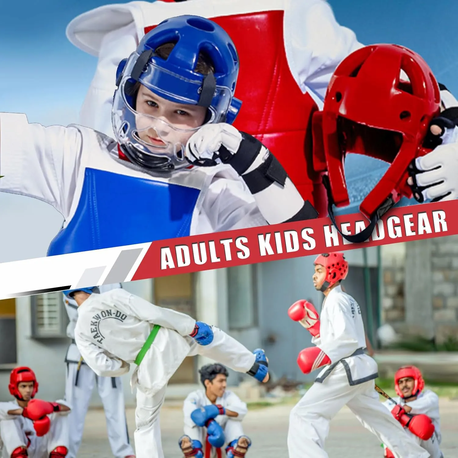 Kids & Adults Taekwondo Karate Headgear MMA Martial Arts Helmet, Soft Head Gear for Martial Art Grappling Muay Thai Kickboxing Taekwondo