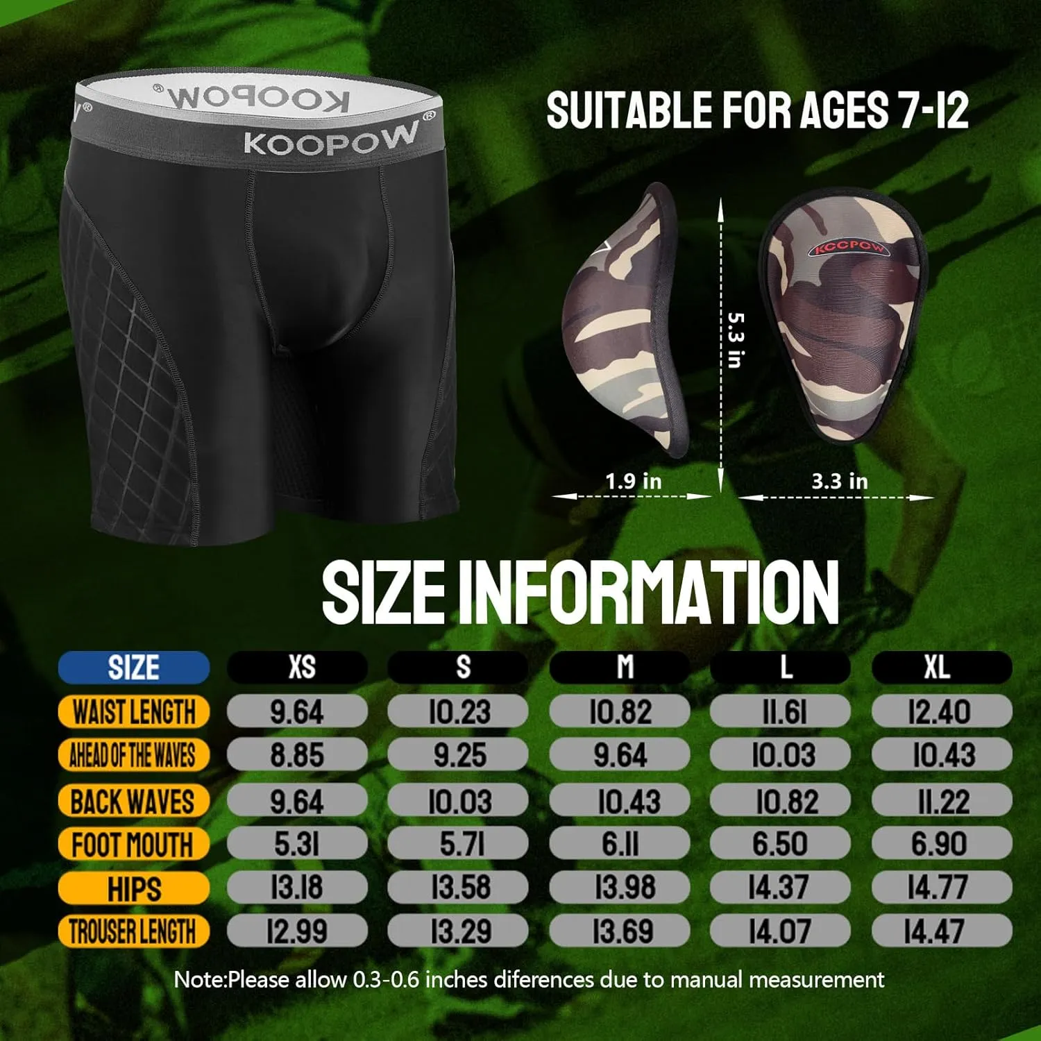 KOOPOW Boys' Sliding Shorts Youth Padded Slider Shorts Sliding Pads with Cup Pocket for Baseball, Football, Lacrosse, Hockey