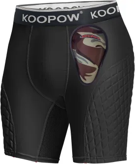 KOOPOW Boys' Sliding Shorts Youth Padded Slider Shorts Sliding Pads with Cup Pocket for Baseball, Football, Lacrosse, Hockey