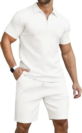 KUYIGO Men's Polo Shirt and Shorts Set Summer Outfits Fashion Casual Short Sleeve Suit for Men 2 Piece Tracksuit