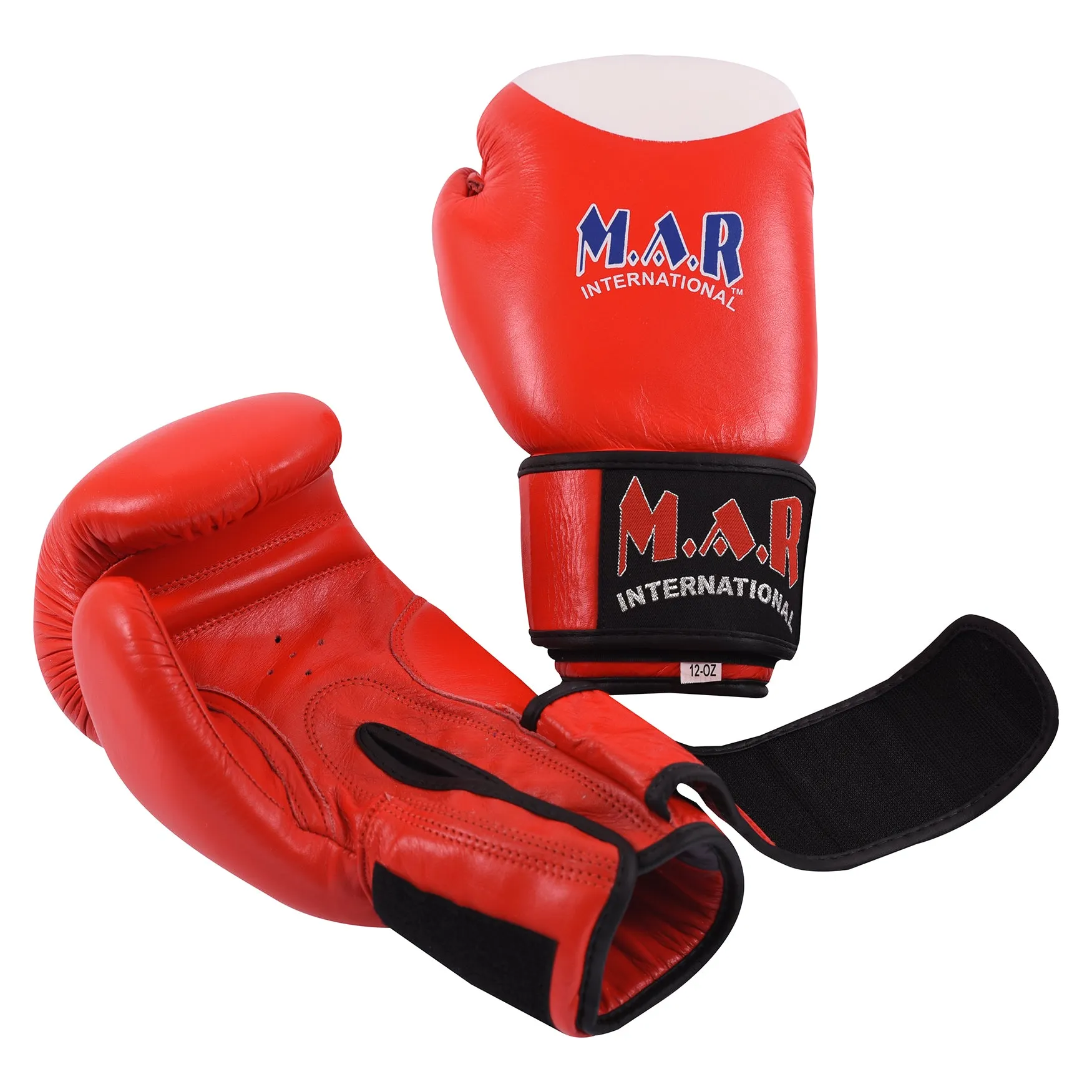 MAR-107B | Red Genuine Cowhide Leather Boxing/Kickboxing Gloves