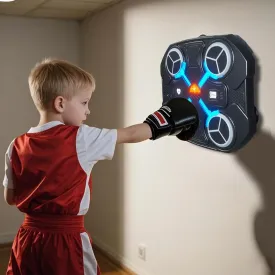 Music Boxing Machine for Adults & Kids Bluetooth Enabled Home Boxing Trainer with Adjustable Speed, LED Lights, Wall-Mounted Punching Pad & Gloves Fitness Equipment for Home Gym Workouts (4 Targets)