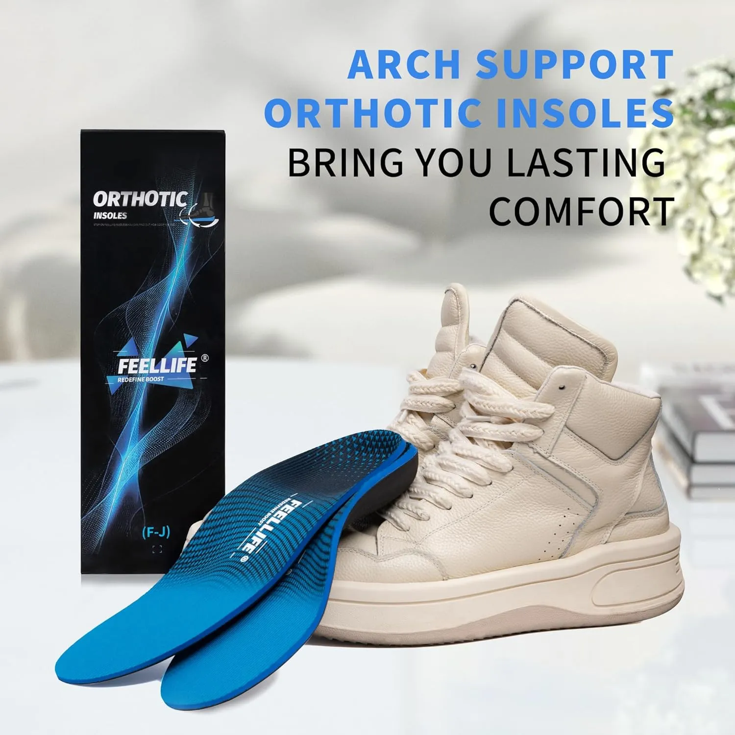 Plantar Fasciitis Insoles - Orthotics Inserts [1-Pair], Plantar Fasciitis Relief - 220  lbsHigh Arch Support, Arch Supports Shoe Insoles for Flat Feet.[Men 6-6 1/2 | Women 8-8 1/2]