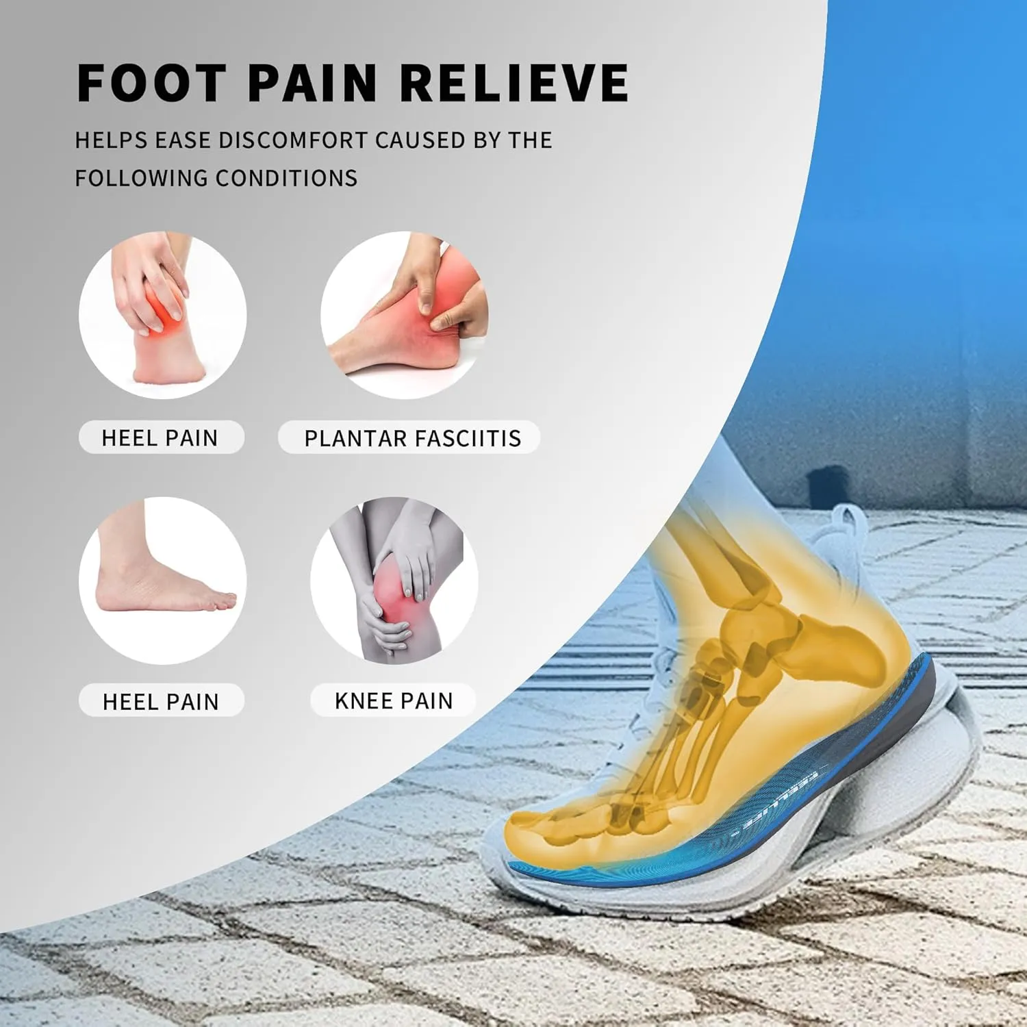 Plantar Fasciitis Insoles - Orthotics Inserts [1-Pair], Plantar Fasciitis Relief - 220  lbsHigh Arch Support, Arch Supports Shoe Insoles for Flat Feet.[Men 6-6 1/2 | Women 8-8 1/2]