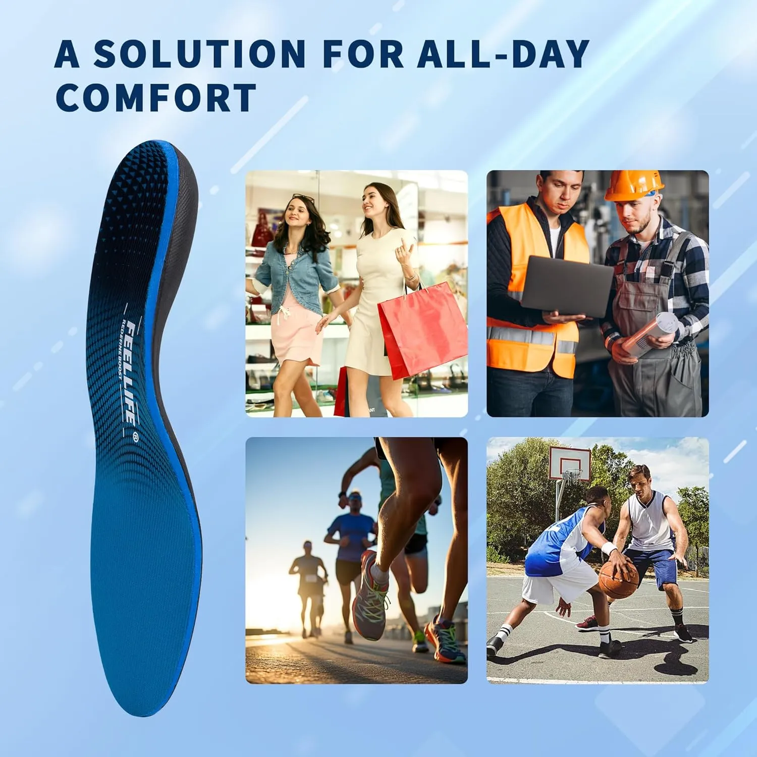 Plantar Fasciitis Insoles - Orthotics Inserts [1-Pair], Plantar Fasciitis Relief - 220  lbsHigh Arch Support, Arch Supports Shoe Insoles for Flat Feet.[Men 6-6 1/2 | Women 8-8 1/2]