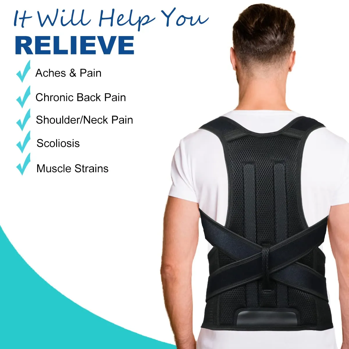 Posture Corrector for Men and Women,Adjustable Back Brace for Upper and Lower Back Pain Relief - Back Support Improve and Neck,Shoulder,Back Pain Relieve M(29"-33")