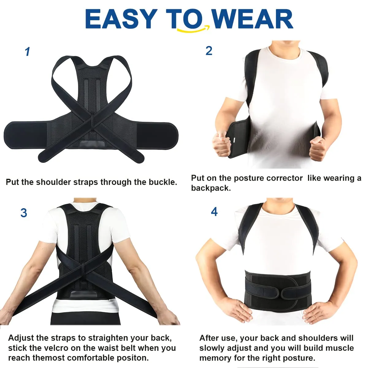 Posture Corrector for Men and Women,Adjustable Back Brace for Upper and Lower Back Pain Relief - Back Support Improve and Neck,Shoulder,Back Pain Relieve M(29"-33")