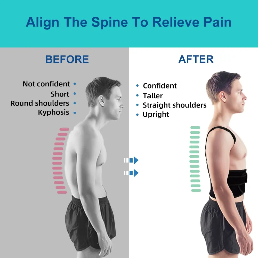 Posture Corrector for Men and Women,Adjustable Back Brace for Upper and Lower Back Pain Relief - Back Support Improve and Neck,Shoulder,Back Pain Relieve M(29"-33")