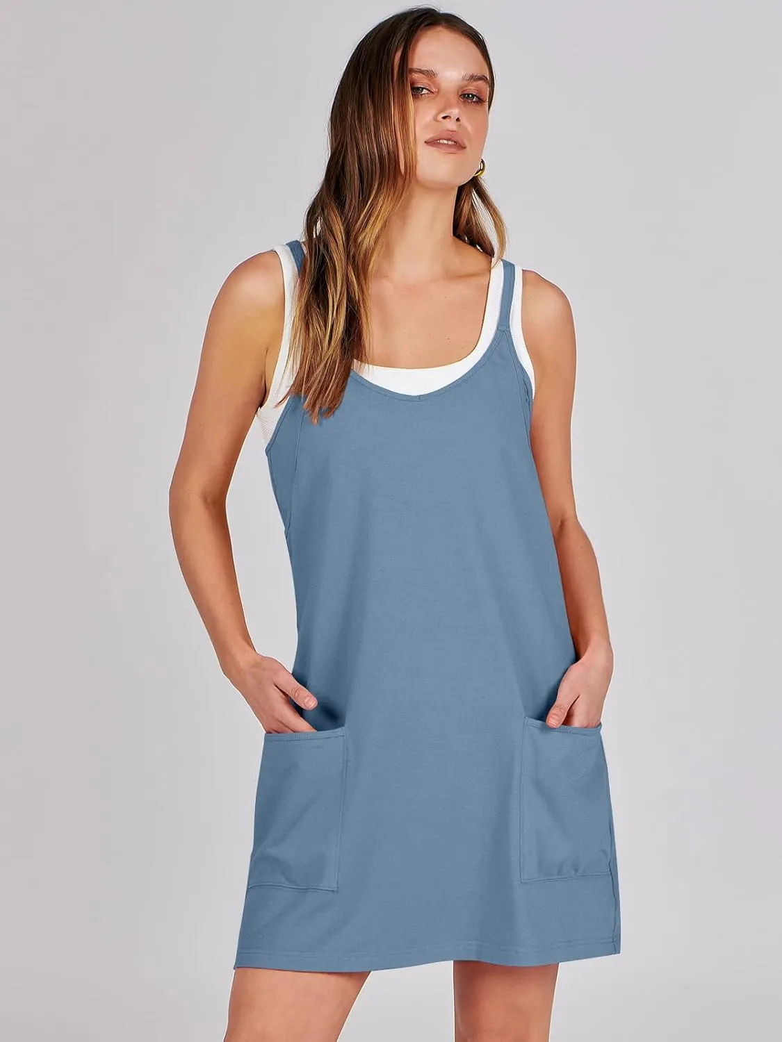 Prinbara Women Athletic Tennis Dress Summer Workout Sports Mini Romper Dress Built in Shapewear Shorts Sundress 2025 Outfits