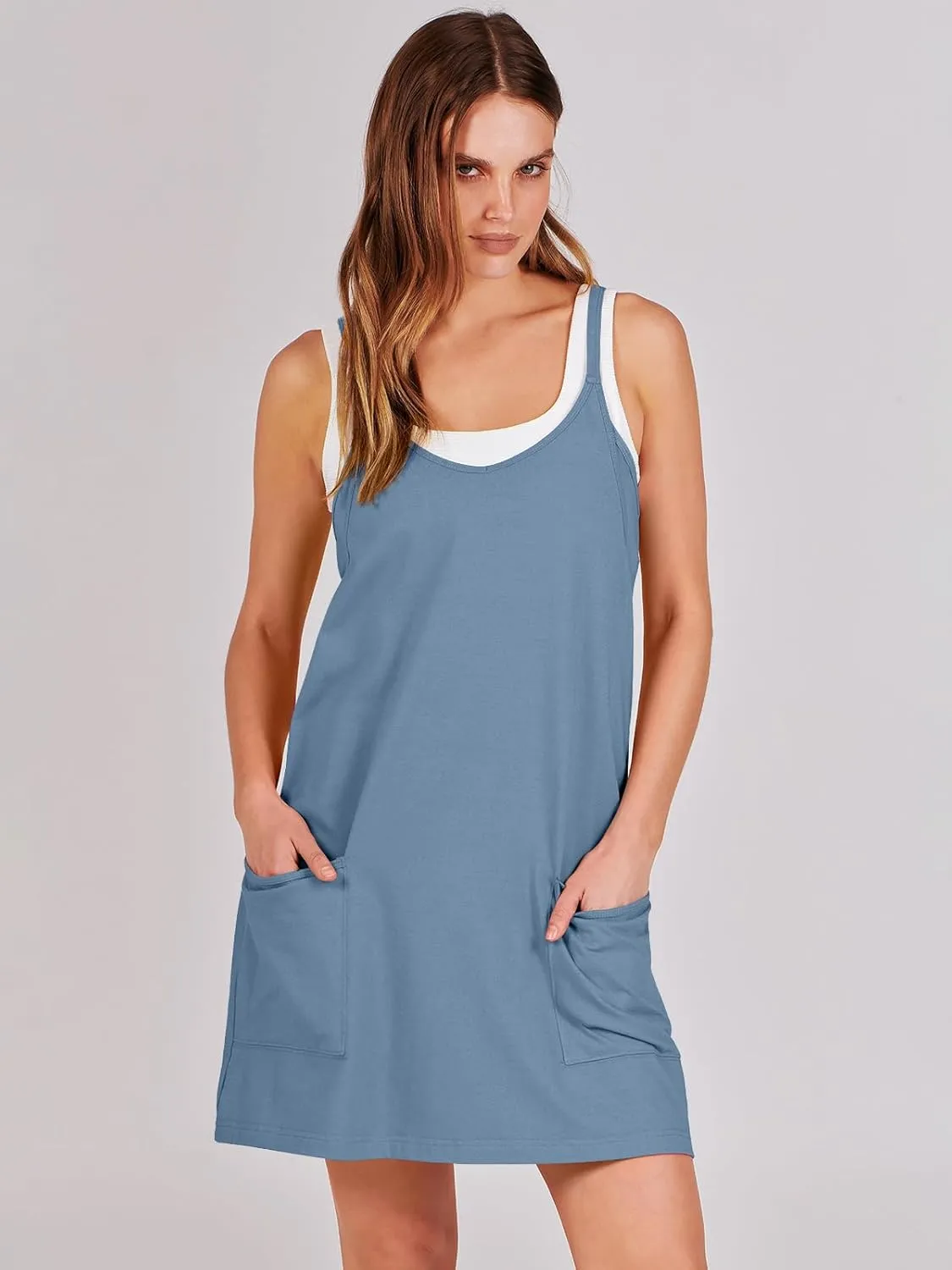 Prinbara Women Athletic Tennis Dress Summer Workout Sports Mini Romper Dress Built in Shapewear Shorts Sundress 2025 Outfits