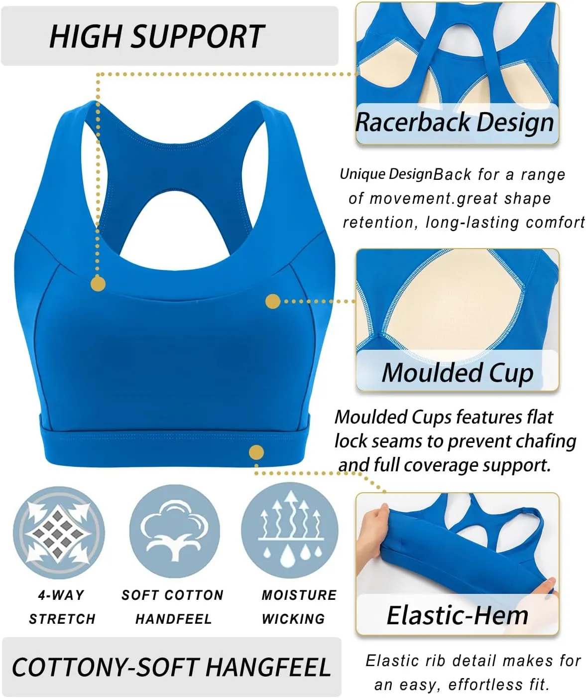 RUNNING GIRL Sports Bras for Women High Support,Racerback Molded Cup High Impact Sports Bra Workout Yoga Bra