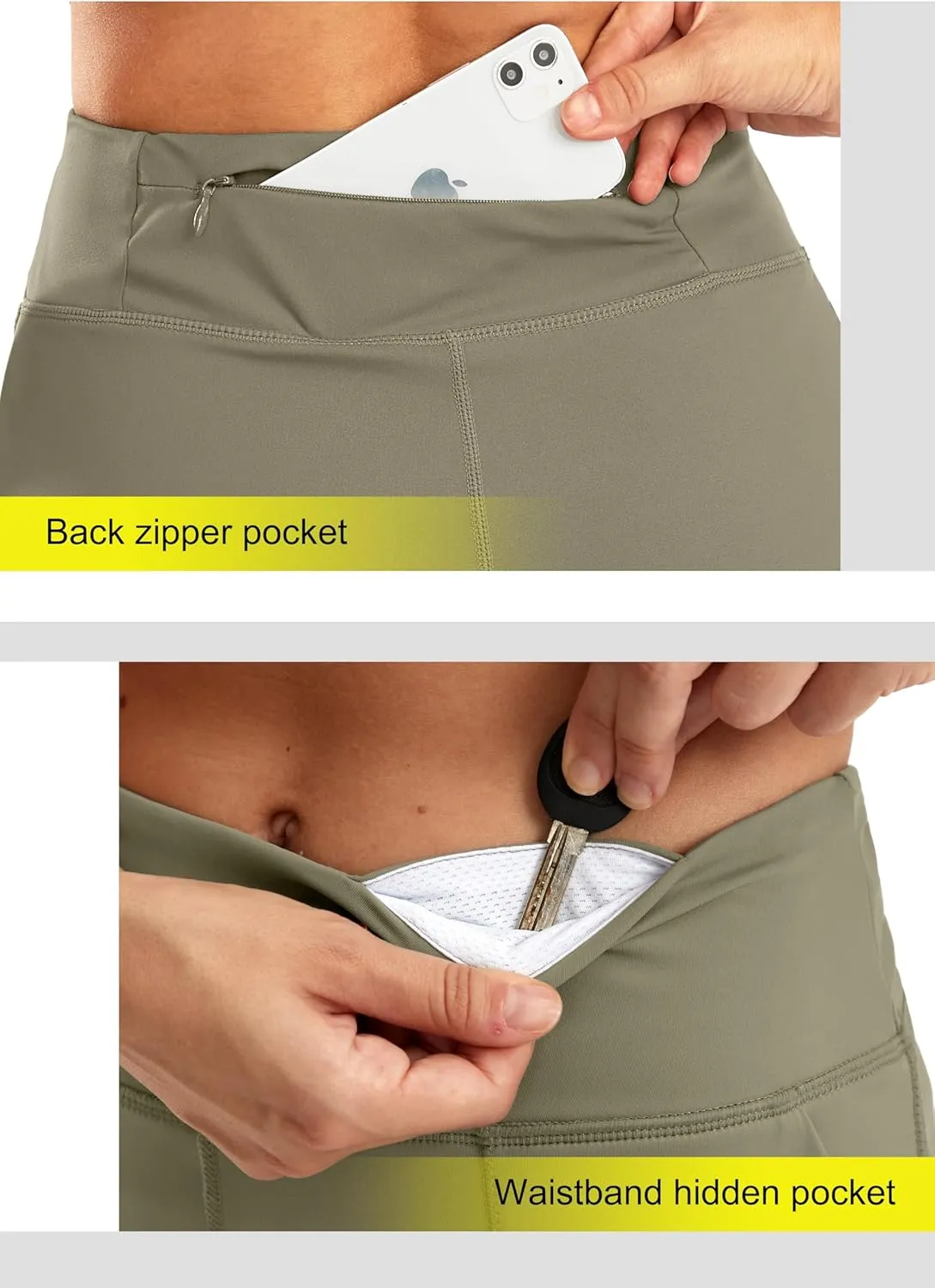 SANTINY Women's 6'' Athletic Long Shorts with 4 Pockets High Waisted Bermuda Shorts for Women Walking Running Casual