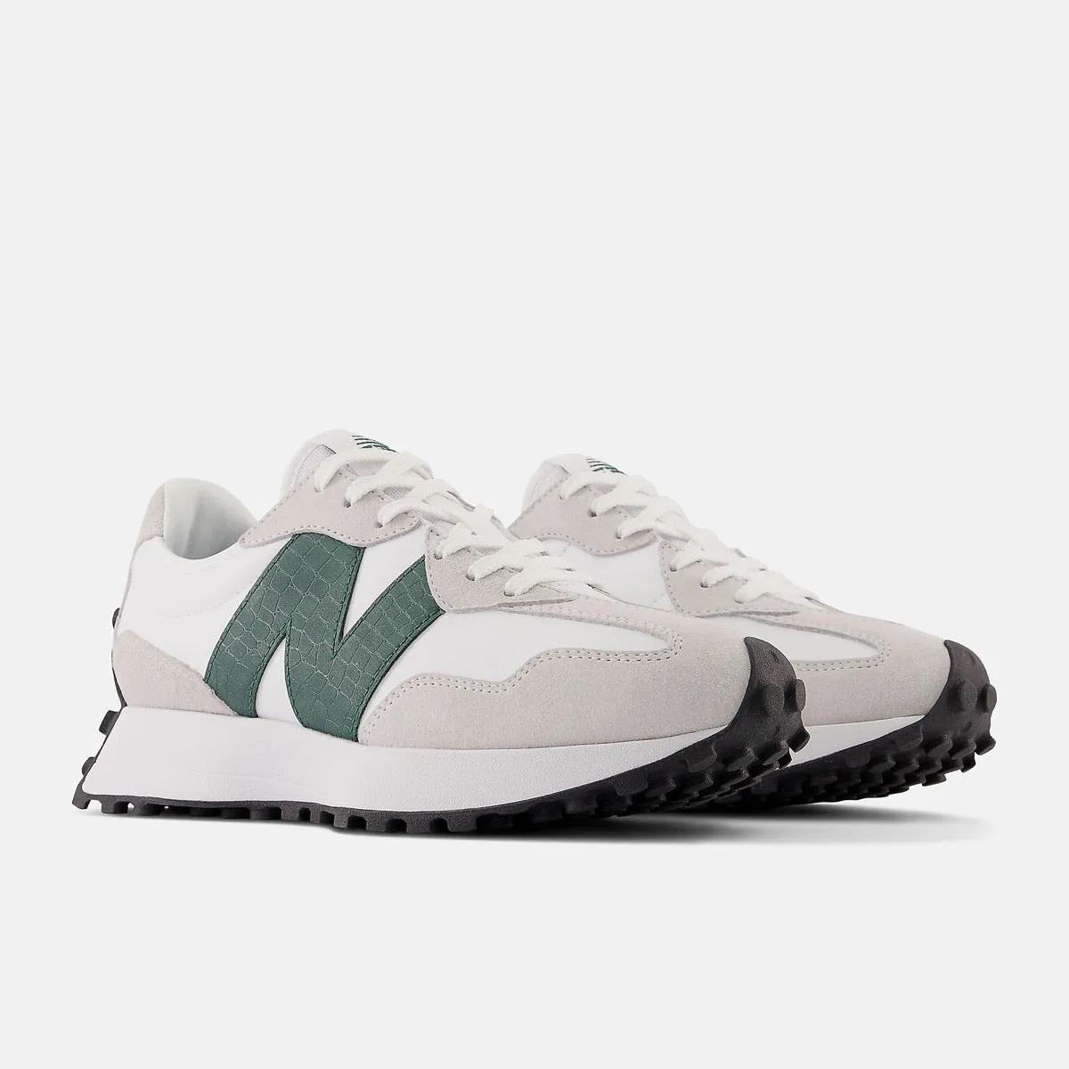 Scarpe Donna NEW BALANCE Sneakers 327 in Suede e Nylon colore White e Nightwatch Green