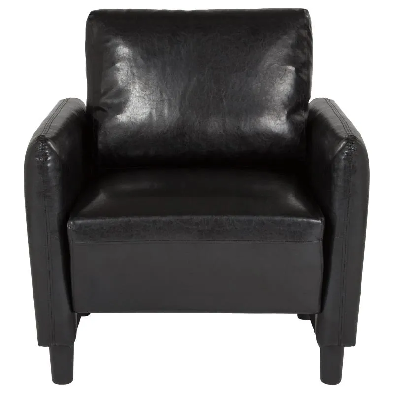 Stefano Mid-Century Armchair Upholstered in Black Leatherette Upholstery