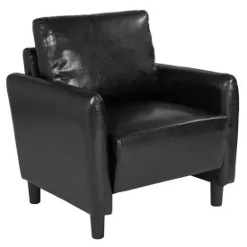 Stefano Mid-Century Armchair Upholstered in Black Leatherette Upholstery