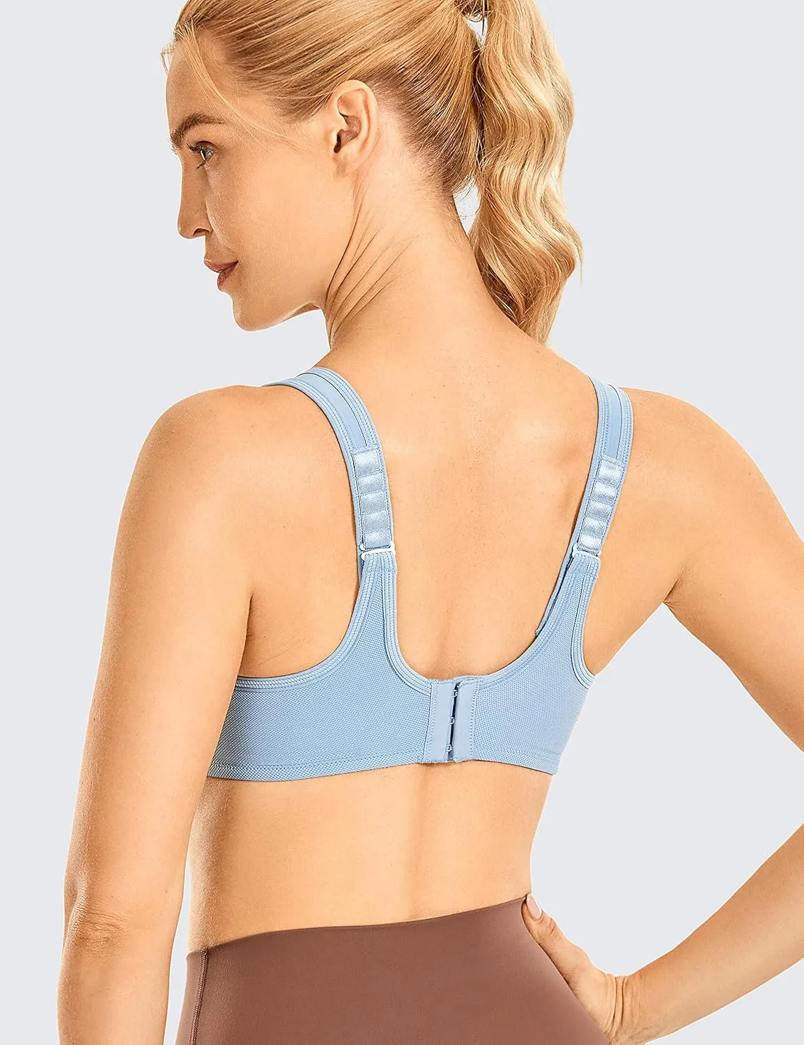 SYROKAN Women's Max Control Underwire Sports Bra High Impact Plus Size with Adjustable Straps Unlined Bra
