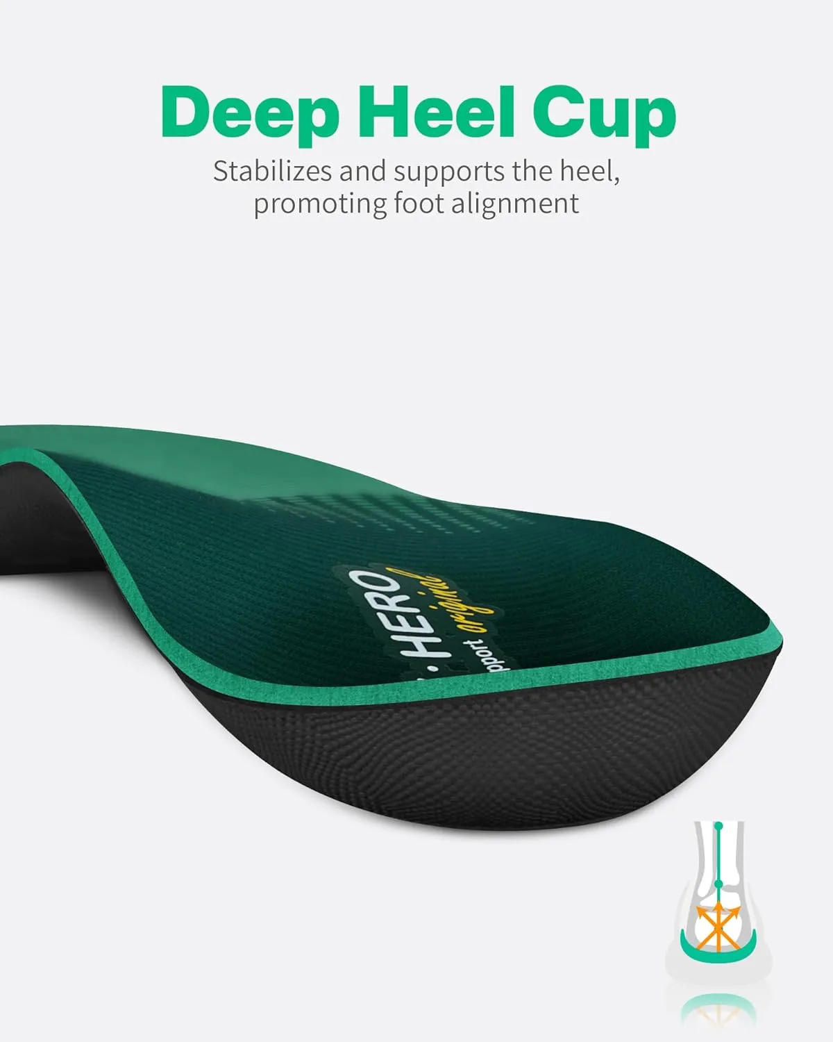 Walkhero Plantar Fasciitis Insoles - High Arch Support Inserts, Everyday Comfort and Support for Work Boots and Casual Shoes (Mens 12-12 1/2 | Womens 14-14 1/2 Green)
