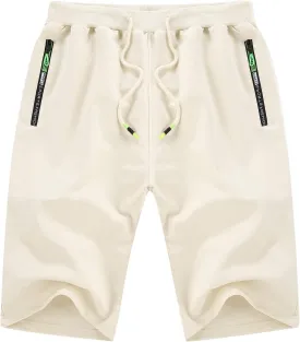 YTD Men's Shorts Casual Classic Fit Drawstring Summer Beach Shorts with Elastic Waist and Pockets